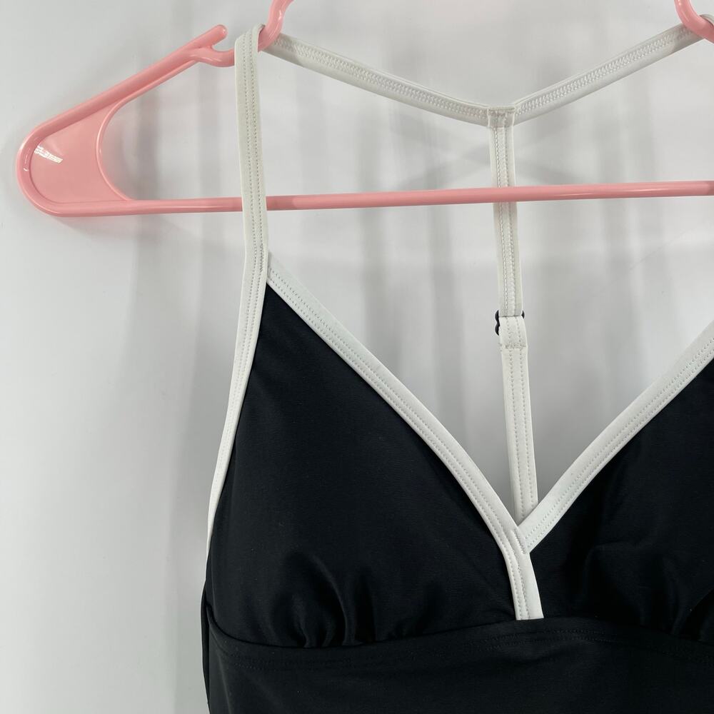 DKNY Swimsuit Size Small Black White T-Strap Back Sporty Swim One Piece NWT - Picture 10 of 16